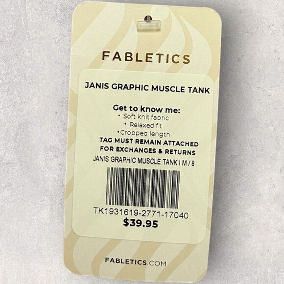 Fabletics Janis Graphic Muscle Tank Women's Sleeveless Athletic Shirt Purple Med - Picture 2 of 4